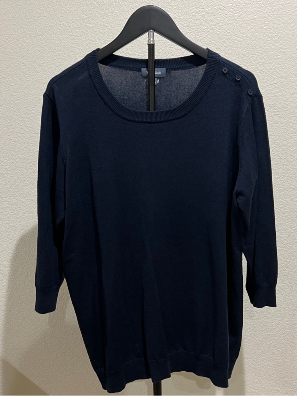 Modcloth Dark Navy Button-Shoulder Scoopneck Sweater